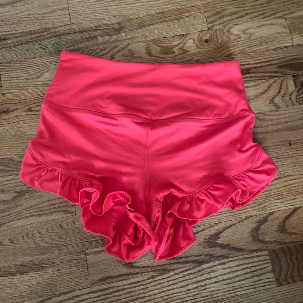 Free People Plié All Day Yoga Ruffle Shorts